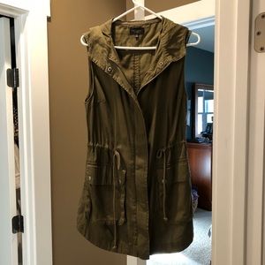 Olive / army green hooded utility vest